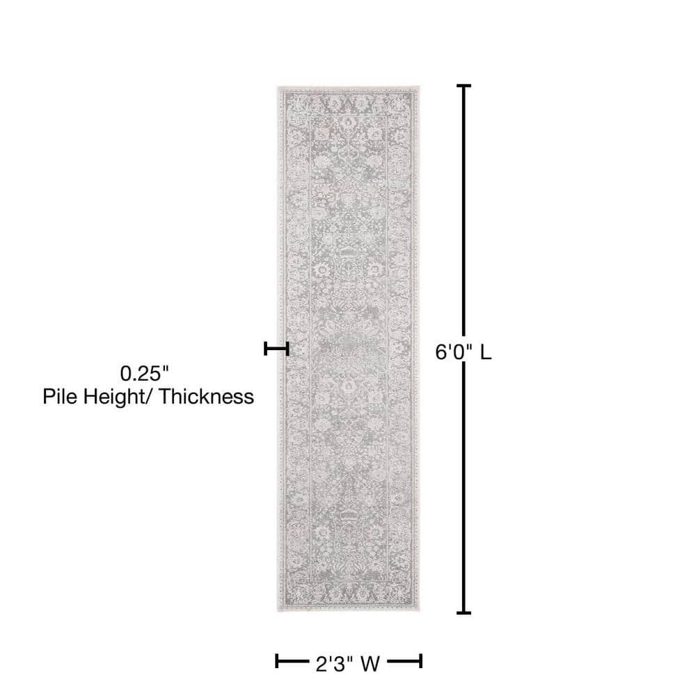 Reflection RFT663 Power Loomed Indoor Runner Rug - 2'3"x6' - Light Grey/Cream - Safavieh