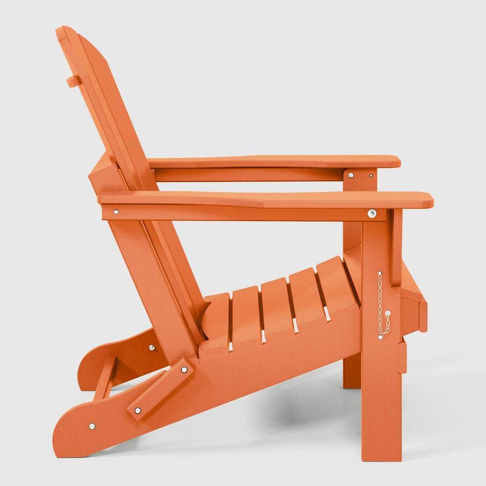 JUSTLET Outdoor Patio Chair, HDPE Folding Adirondack Chair Set of 2, Orange
