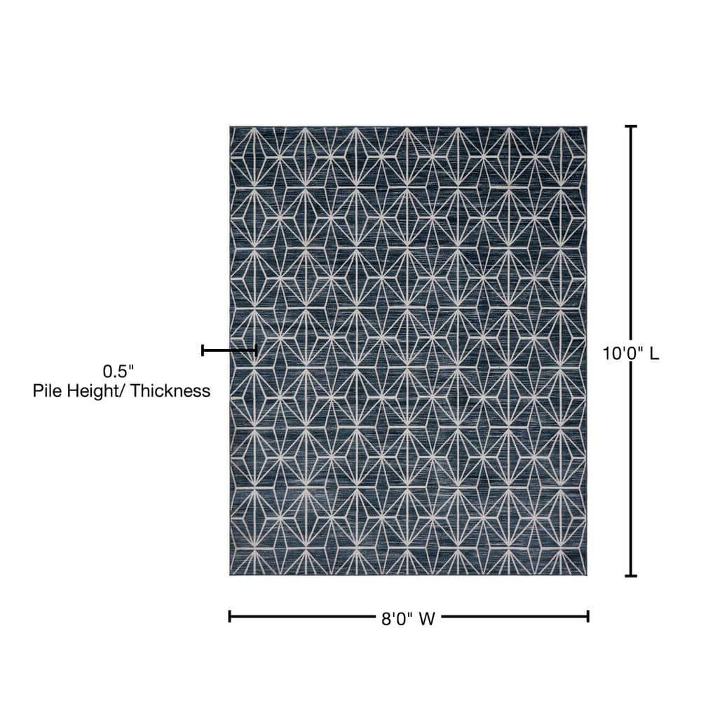 Jill Zarin Uptown Collection Area Rug - Fifth Avenue (8'  x 10' Rectangle Navy Blue/Ivory)