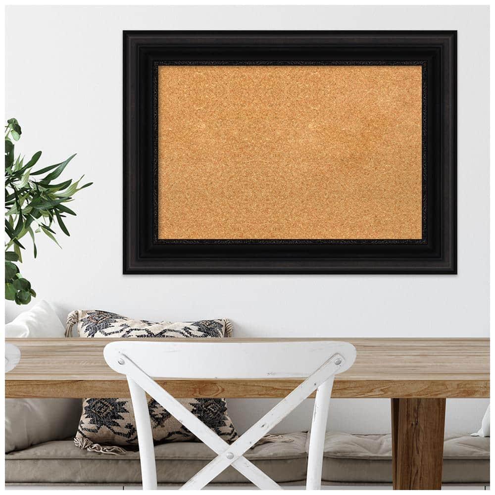 Amanti Art Natural Cork Board Framed Parlor Black Bulletin Board 30 in. x 22 in.