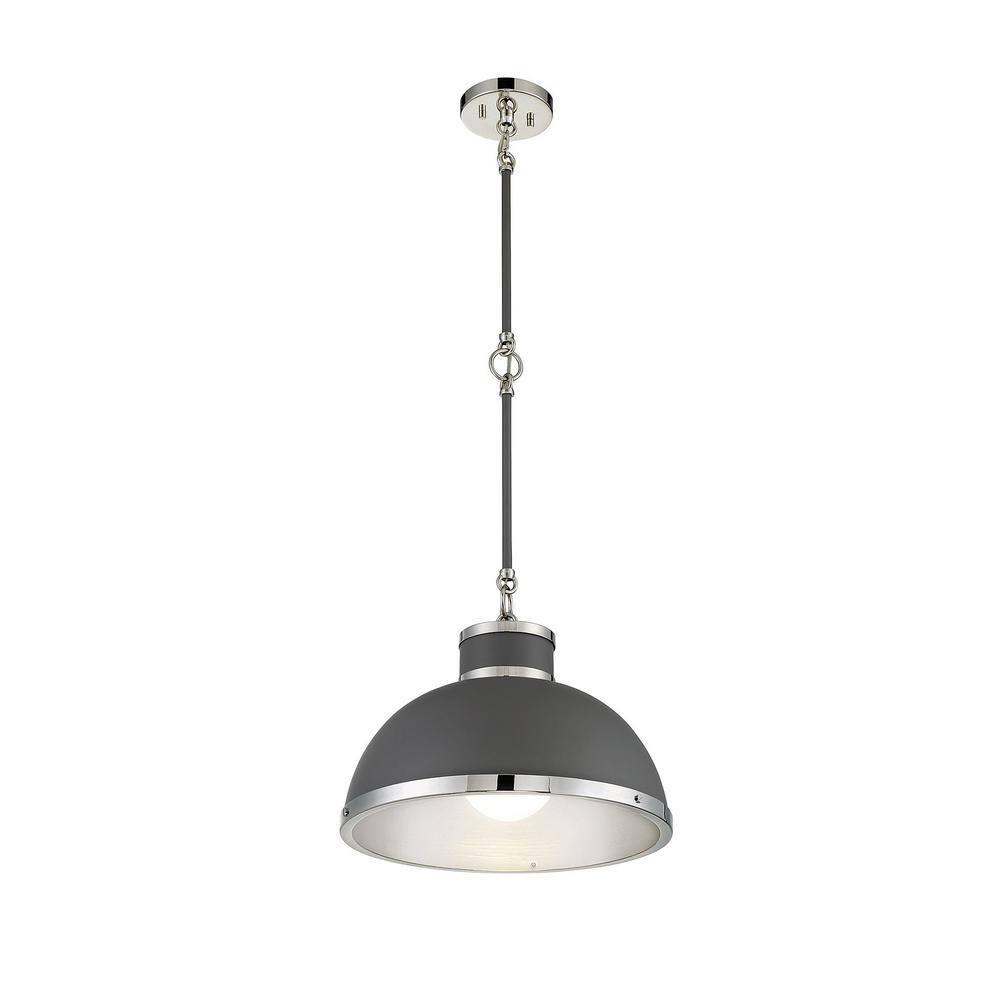 Savoy House Corning 1 - Light Pendant in  Gray/Polished Nickel
