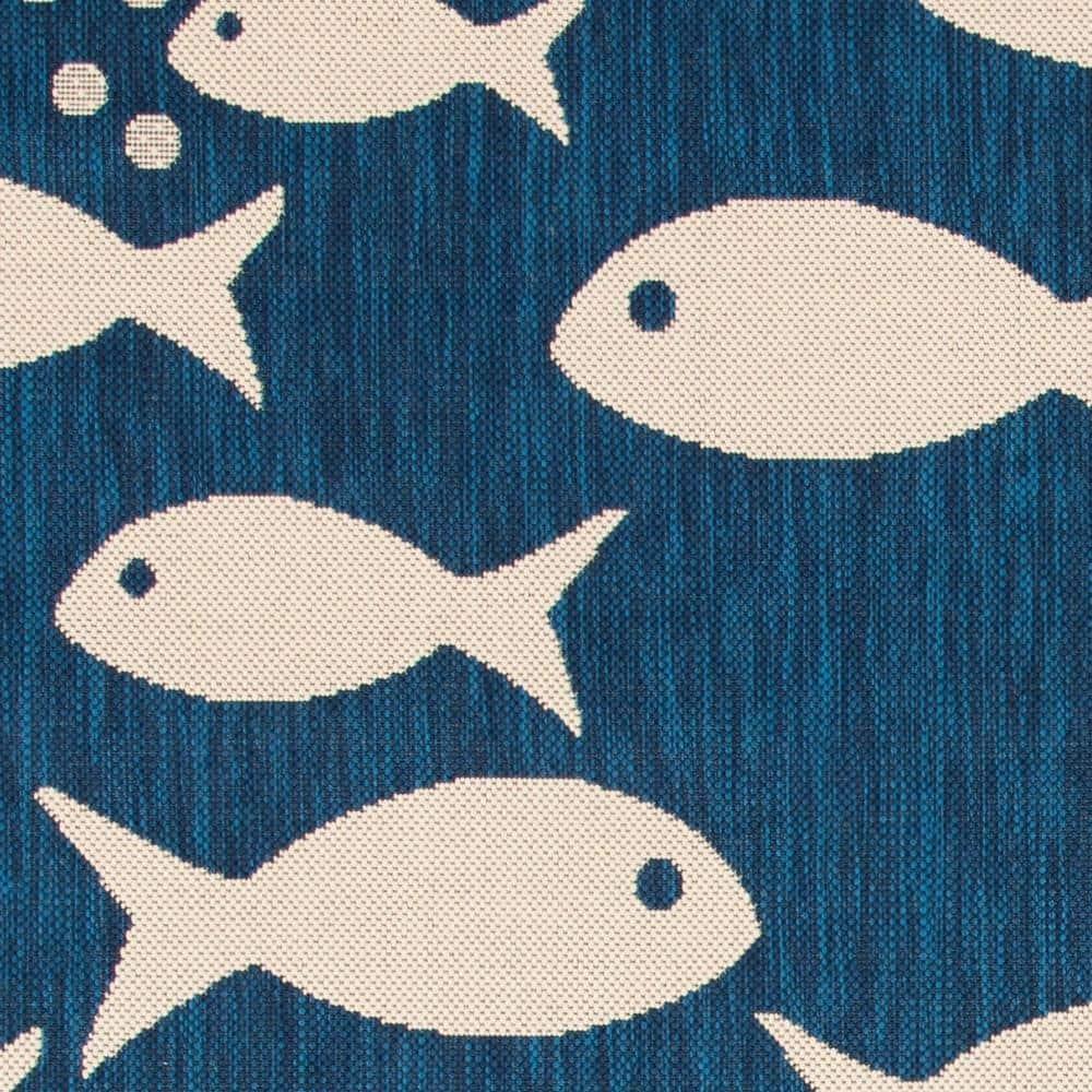 Courtyard CY6012 Power Loomed Indoor/Outdoor Area Rug - Navy/Beige - 6'7"x6'7" - Safavieh.