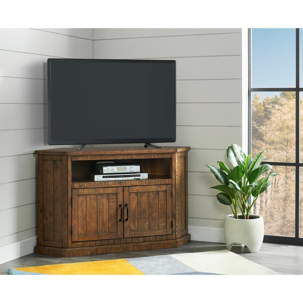 Martin Svensson Home Rustic Corner 50" Solid Wood TV Stand Natural Brown