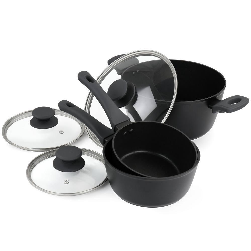 Gibson Elite Soho Lounge 15 Piece Non Stick Cookware Combo Set in Black