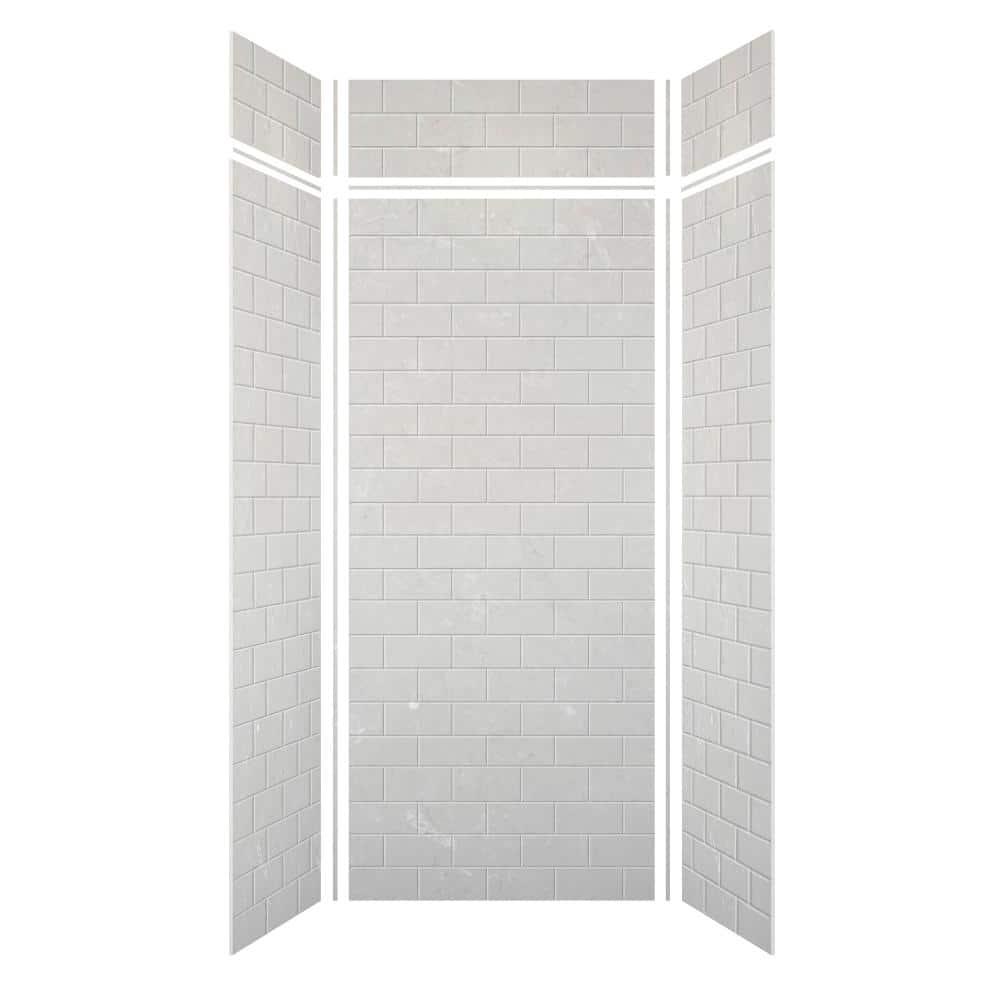 Lunar Gray Subway Tile 96" x 36" Shower Wall Kit