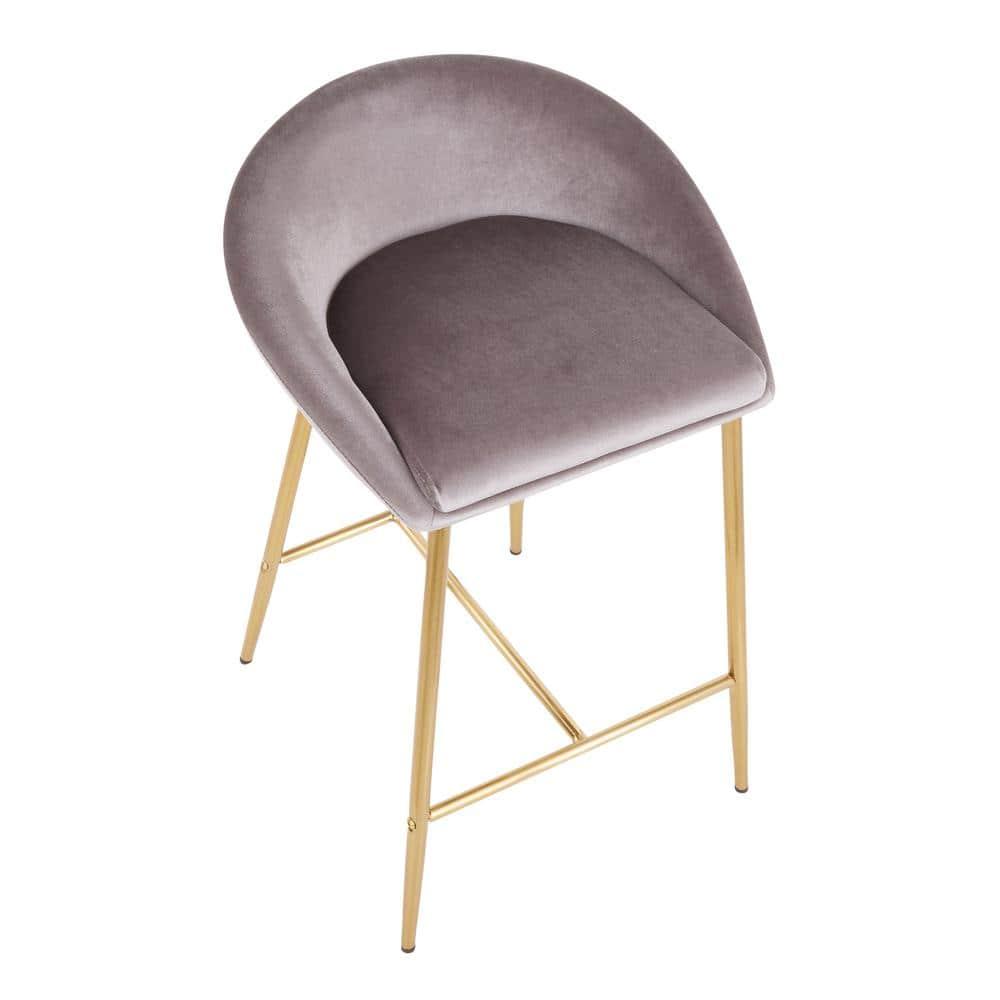 Wenty Glam Upholstered Counter Stool with Metal Frame (Set of 2)
