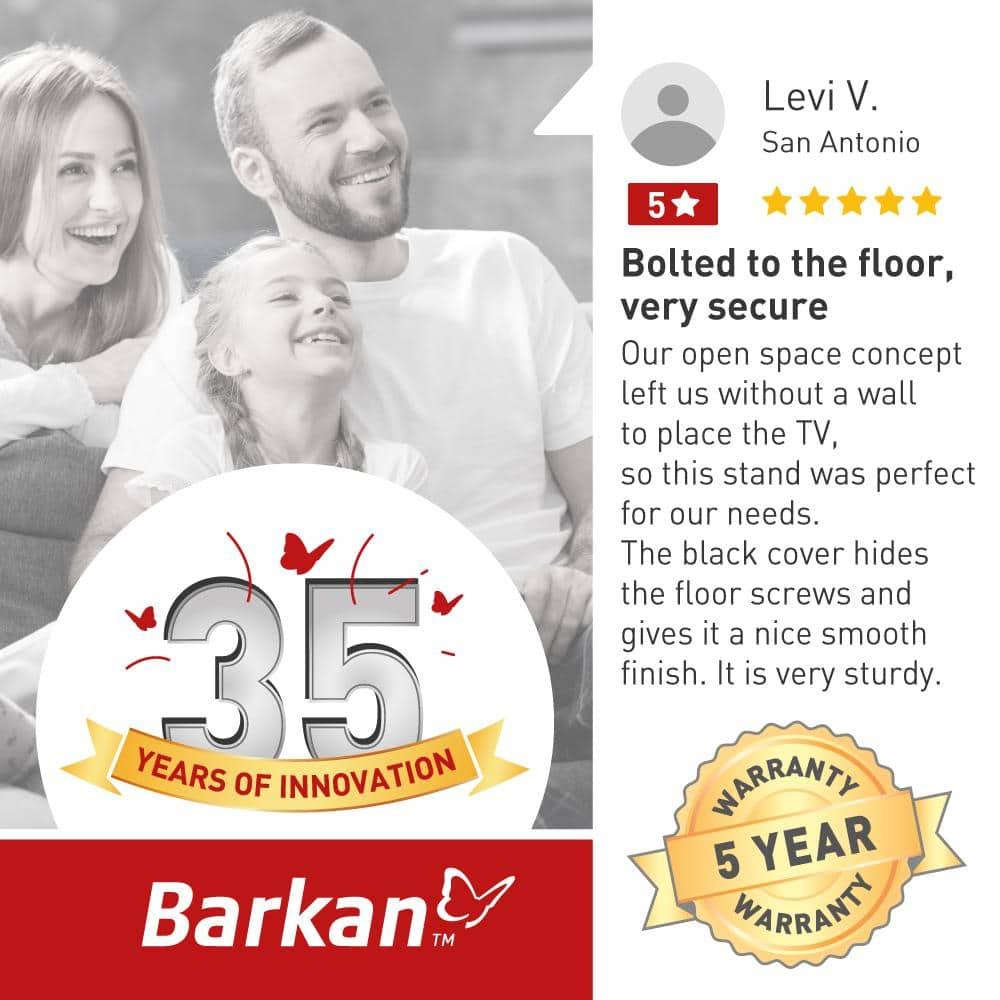 Barkan 13 - 83 inch Swivel & Tilt Flat / Curved TV Mount Fixed Floor Stand Black Patented to Fit Various Screen Types 5 Year Warranty
