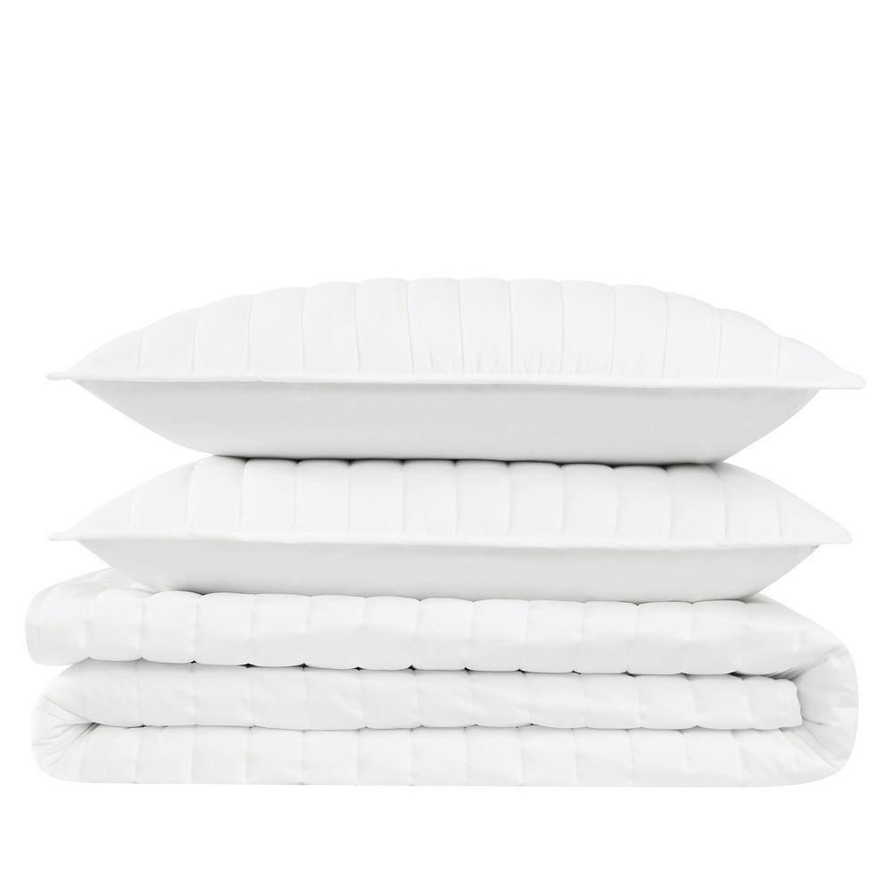 Brooklyn Loom Oversized Cotton Percale 3 Piece Quilt Set