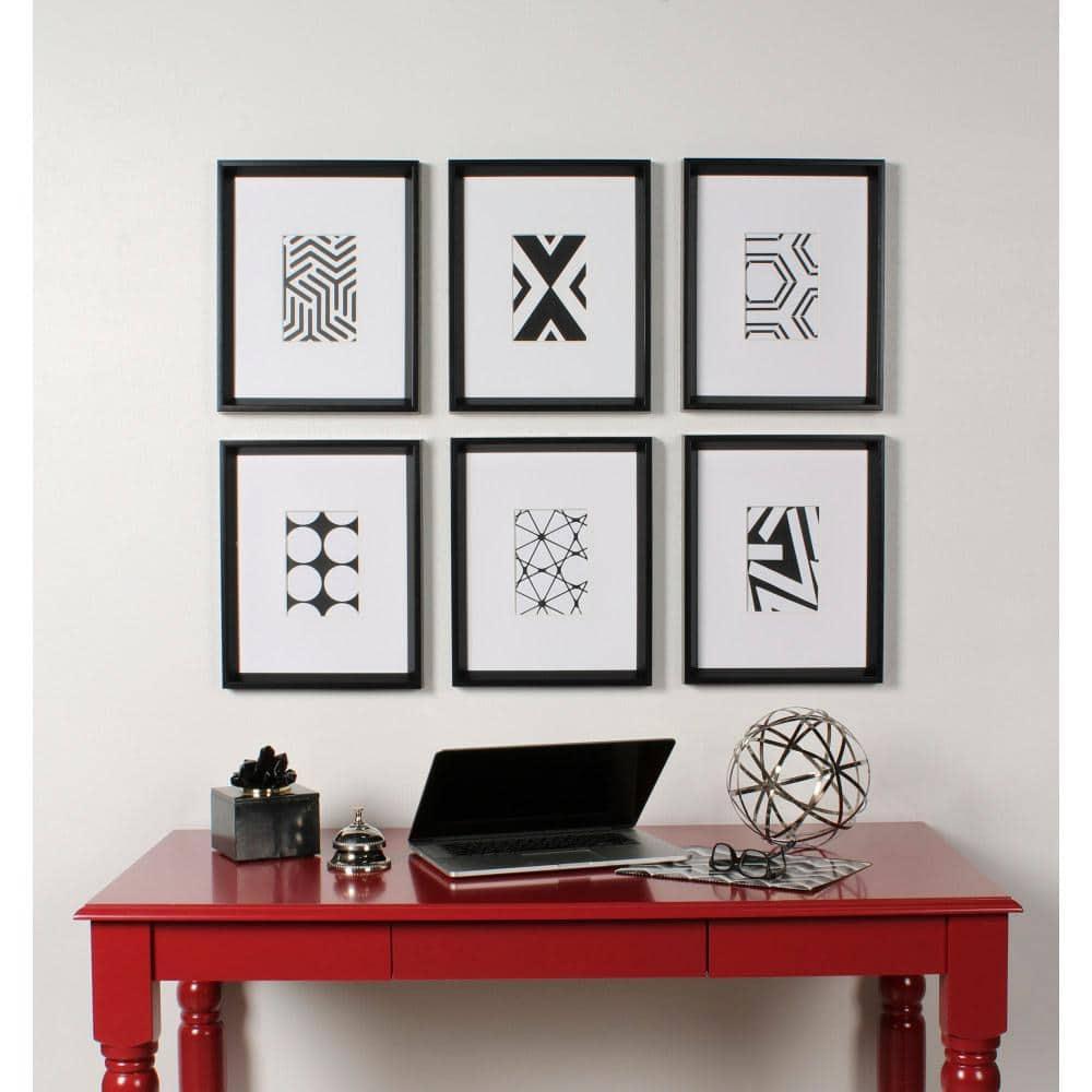6pc 12" x 15" Calter Framed Print Art Set Black - Kate and Laurel