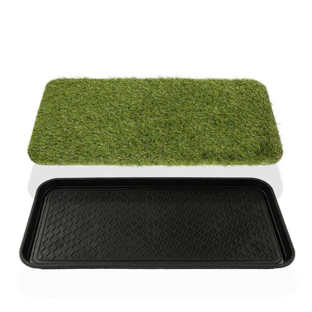 Ottomanson Pet Training Non-Slip Indoor/Outdoor Tray with Reusable Grass Pad