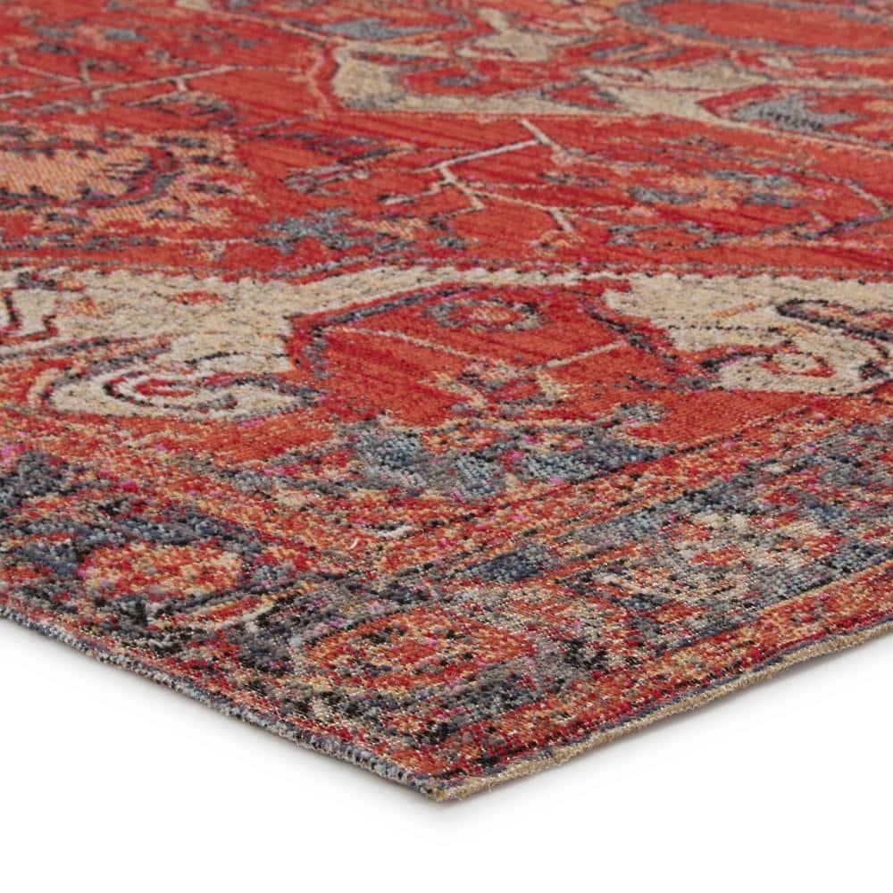 Red Medallion Synthetic Reversible 5' x 7' Area Rug