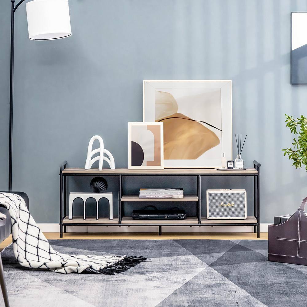 Costway Industrial TV Stand for TV's up to 60'' Media Center Console Table w/ Open Shelf