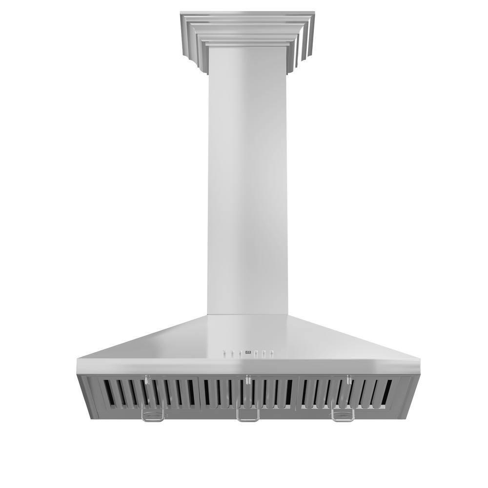 ZLINE KL2CRN-30 ZLINE 30 in. Convertible Vent Convertible Vent Wall Mount Range Hood in Stainless Steel W/ Crown Molding (KL2CRN-30)