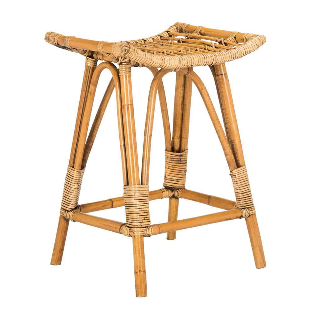 Leda Rattan Counter Stool - WIK6512 - Brown - Safavieh