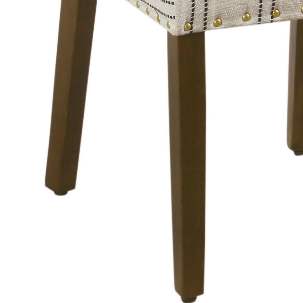 Set of 2 Stripe Dining Chairs Black/White - HomePop: Nailhead Trim, Rubberwood Legs, Polyester Upholstery