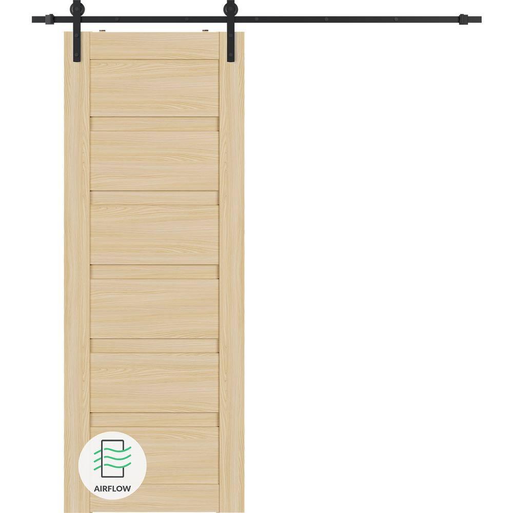 Belldinni Louver Solid + Manufactured Wood Paneled with Installation Hardware Kit Barn Door