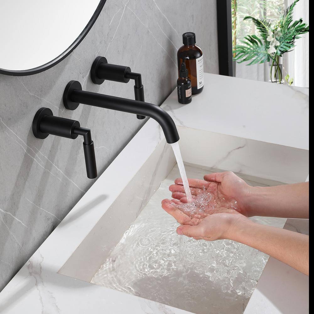 10.08" Widespread Bathroom Faucet 3 Hole, 2-handle Bathroom Sink Faucet with Drain Assembly