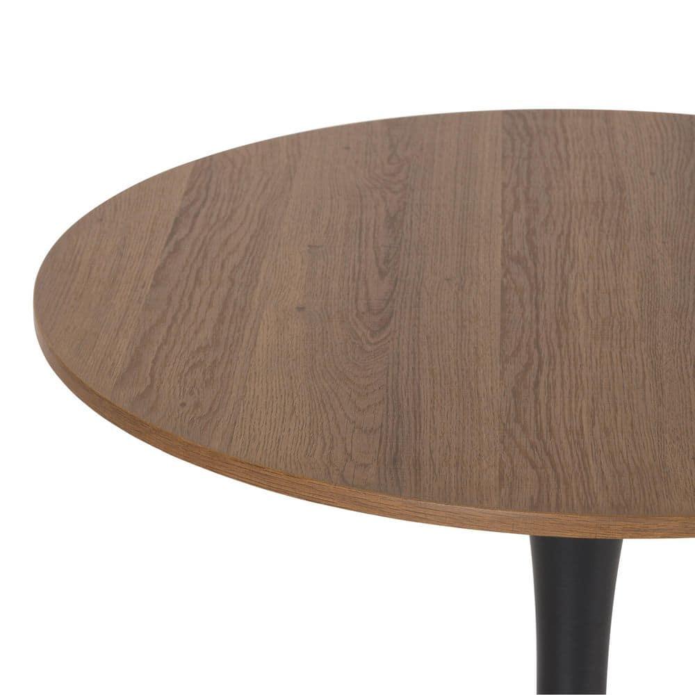 Modern Ivo Round Bistro Table Wood Top Finish/Gold - CorLiving: Sturdy Metal Base, Seats 4