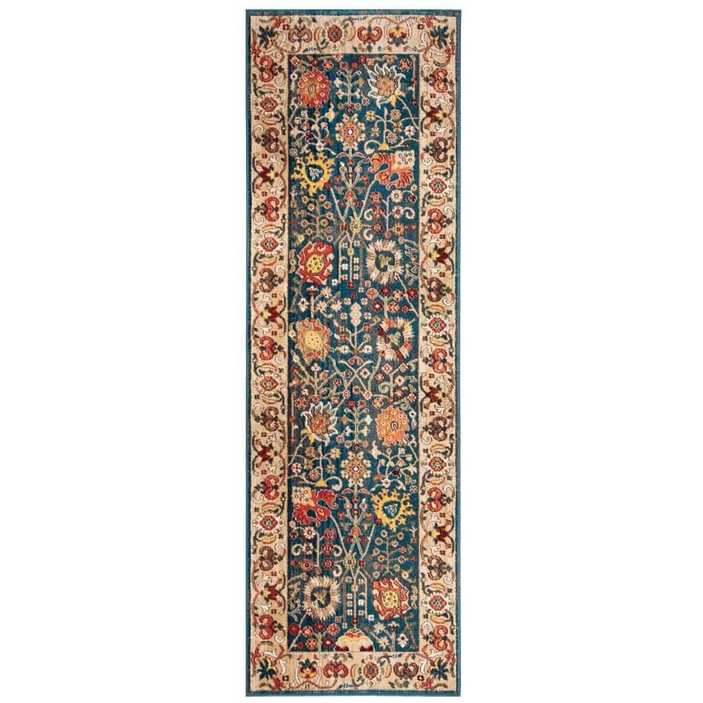 Kashan KSN303 Power Loomed Runner Rug - Blue/Tan - 2'6"x8' - Safavieh.