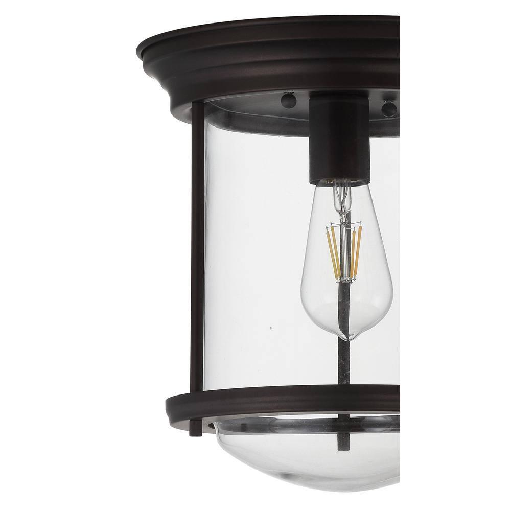 Savannah 10.25" Metal/Glass LED Flush Mount, Oil Rubbed Bronze
