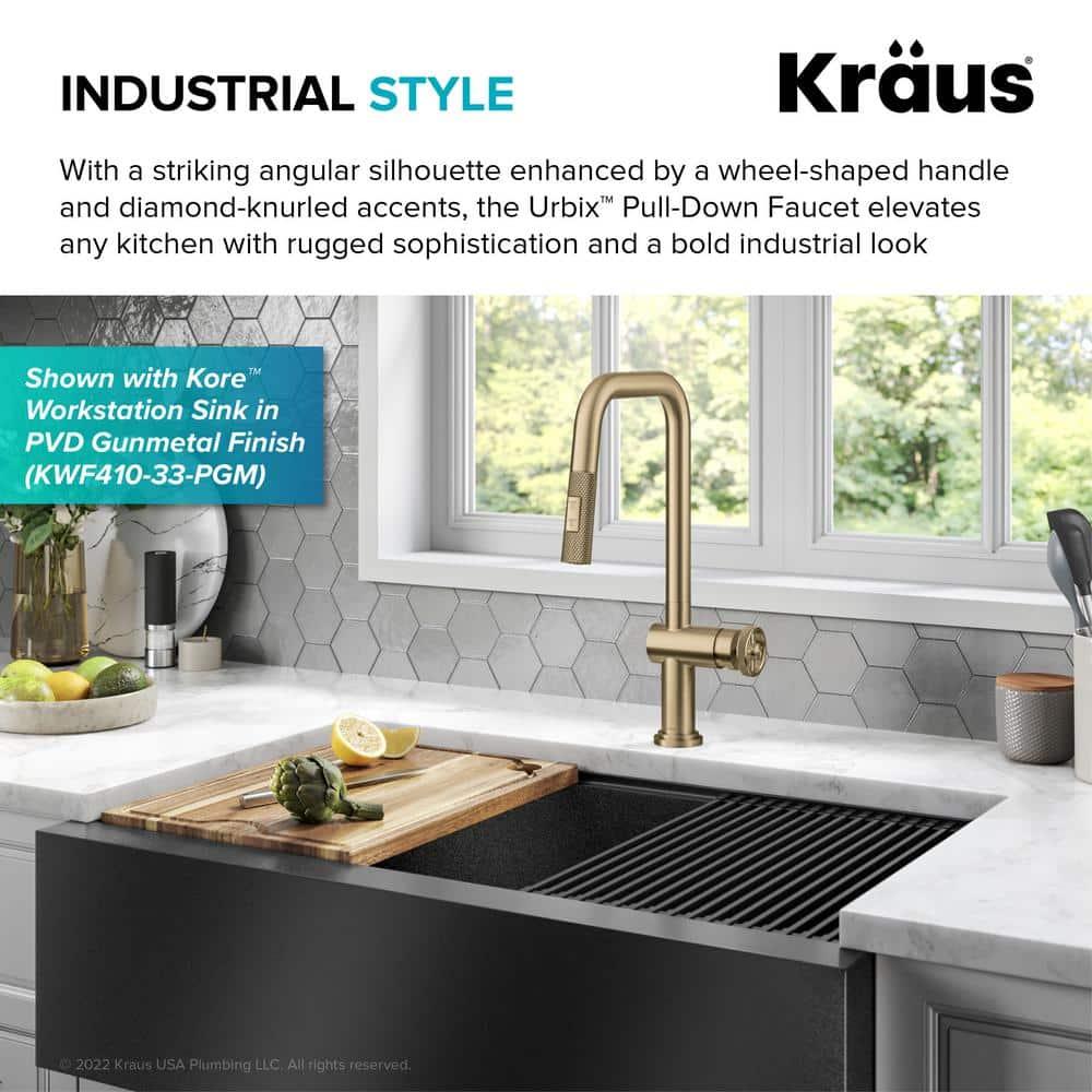Urbix Industrial Pull-Down Single Handle Kitchen Faucet