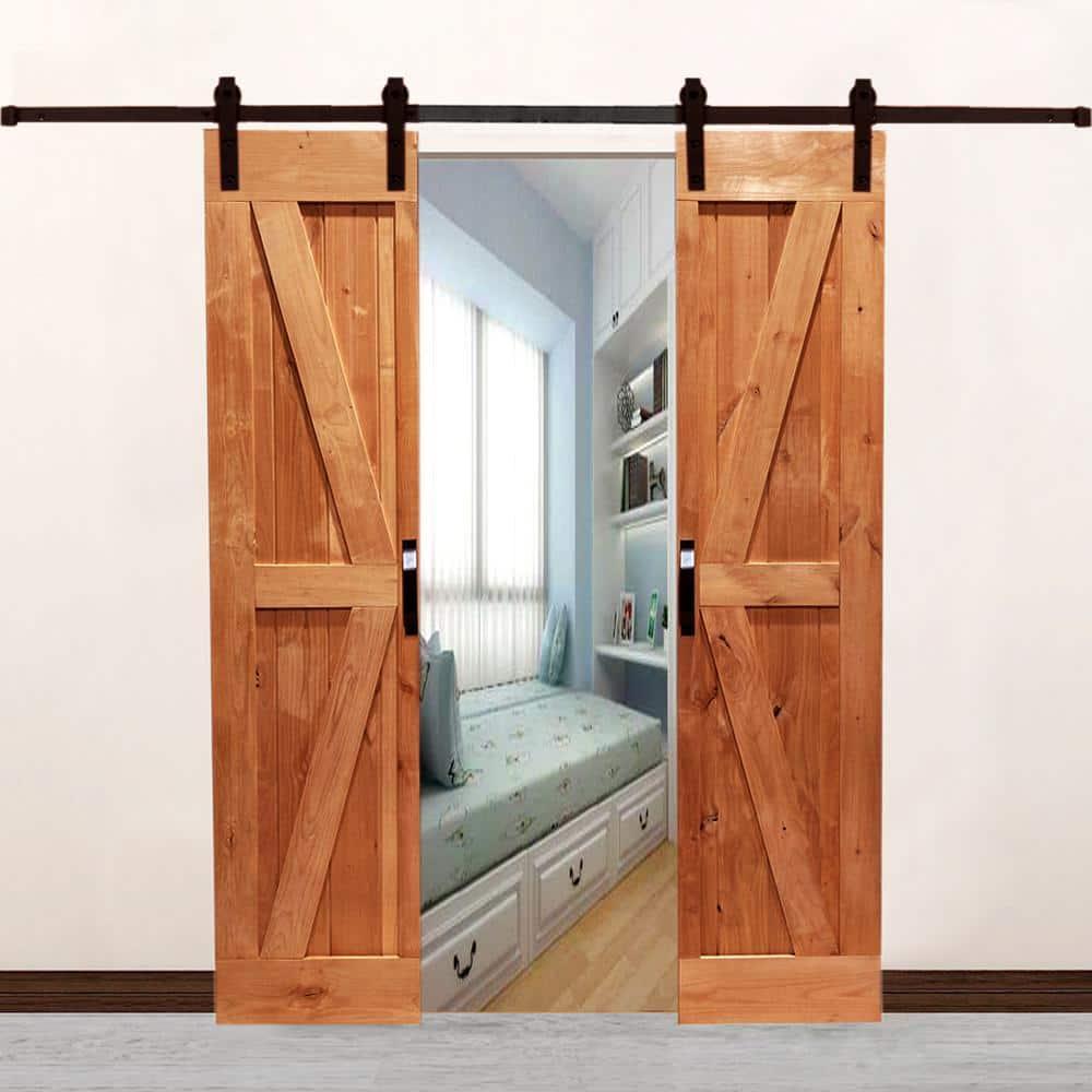 Lubann Paneled Solid Alder Wood Bifold Biparting Barn Door Slab