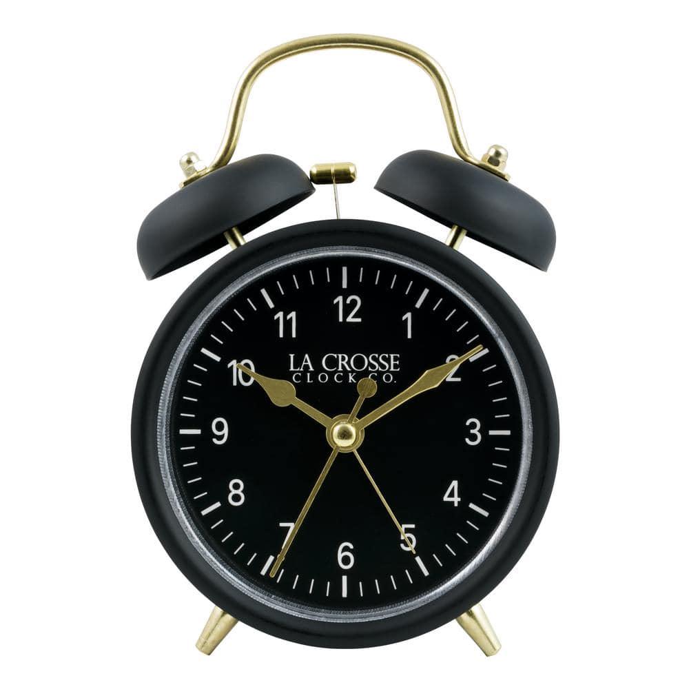 La Crosse Technology Analog Quartz Movement / Crystal Tabletop Clock with Alarm in Black