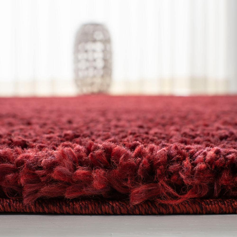 SAFAVIEH August Carlene Solid Plush Shag Runner Rug, Burgundy, 2'3" x 6'