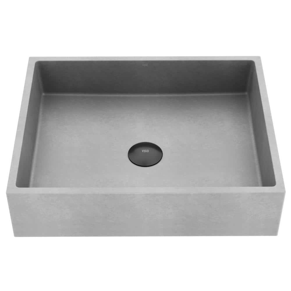 Coca Gothic 19" L x 15" W x 5" H Gray Handmade Rectangular Vessel Bathroom Sink