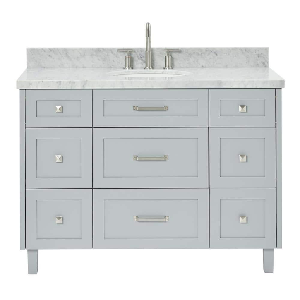 ARIEL Monrow 49 Single Sink Bathroom Vanity with Italian Carrara Marble Top