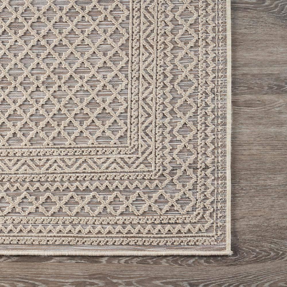 LR Home Natural Beige Toned 5 ft. x 7 ft. Classic Geometric Trellis Bordered Indoor/Outdoor Rug