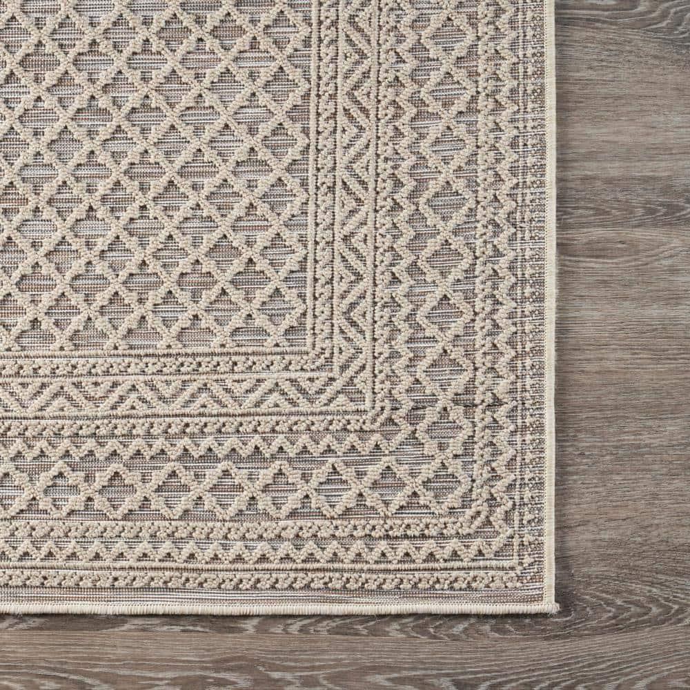 LR Home Reese 5' x 7', Gray Trellis Fade, Stain, and Moisture Resistant Indoor/Outdoor Area Rug