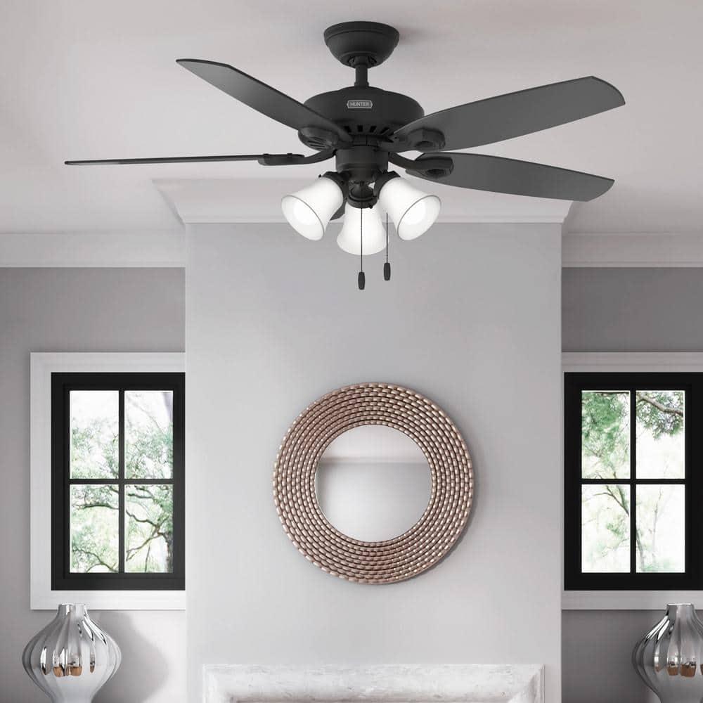 Builder Plus 52"5 - Blade Standard Ceiling Fan with Pull Chain and Light Kit Included
