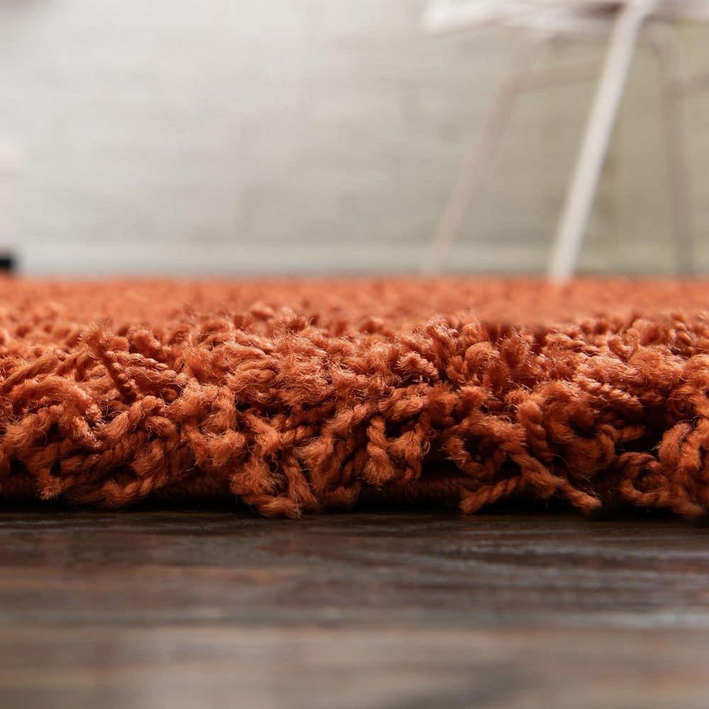 Unique Loom 8' 0 x 8' 0 Square Solid Shag Terracotta Area Rug