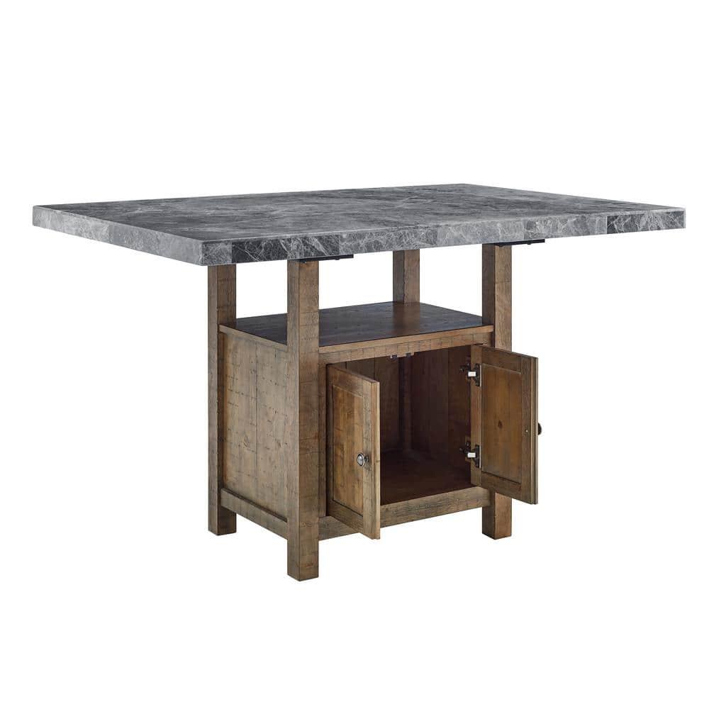 7pc Grayson Marble Counter Dining Set Gray/Driftwood - Steve Silver Co.