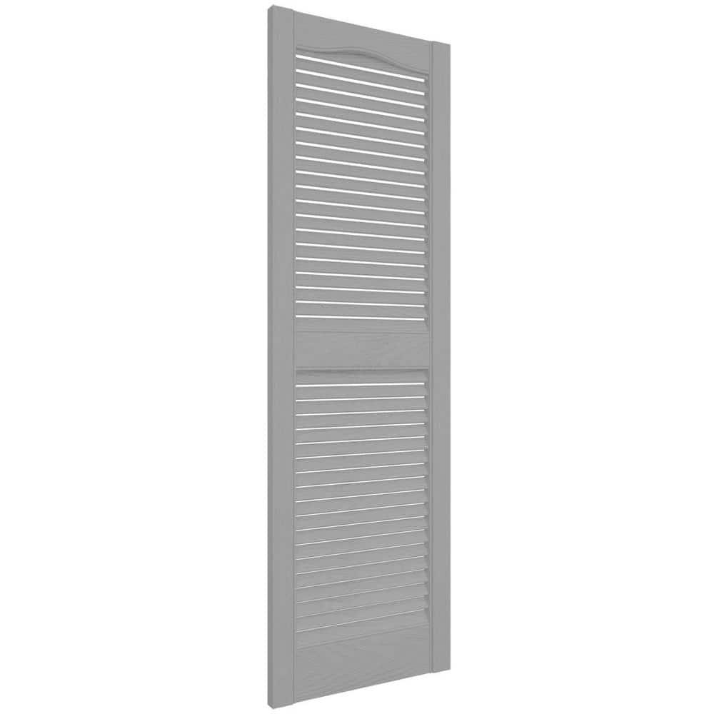 60" Gray Vinyl Louvered Exterior Shutters Pair