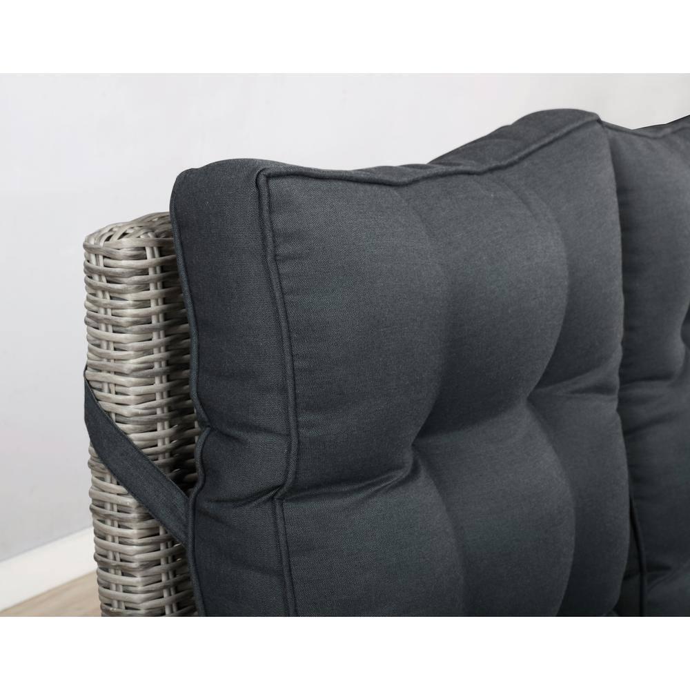Monaco 3pc Set with 2 Seat Reclining Bench & 2 Ottomans - Gray - Alaterre Furniture: All-Weather Wicker, Aluminum Frame