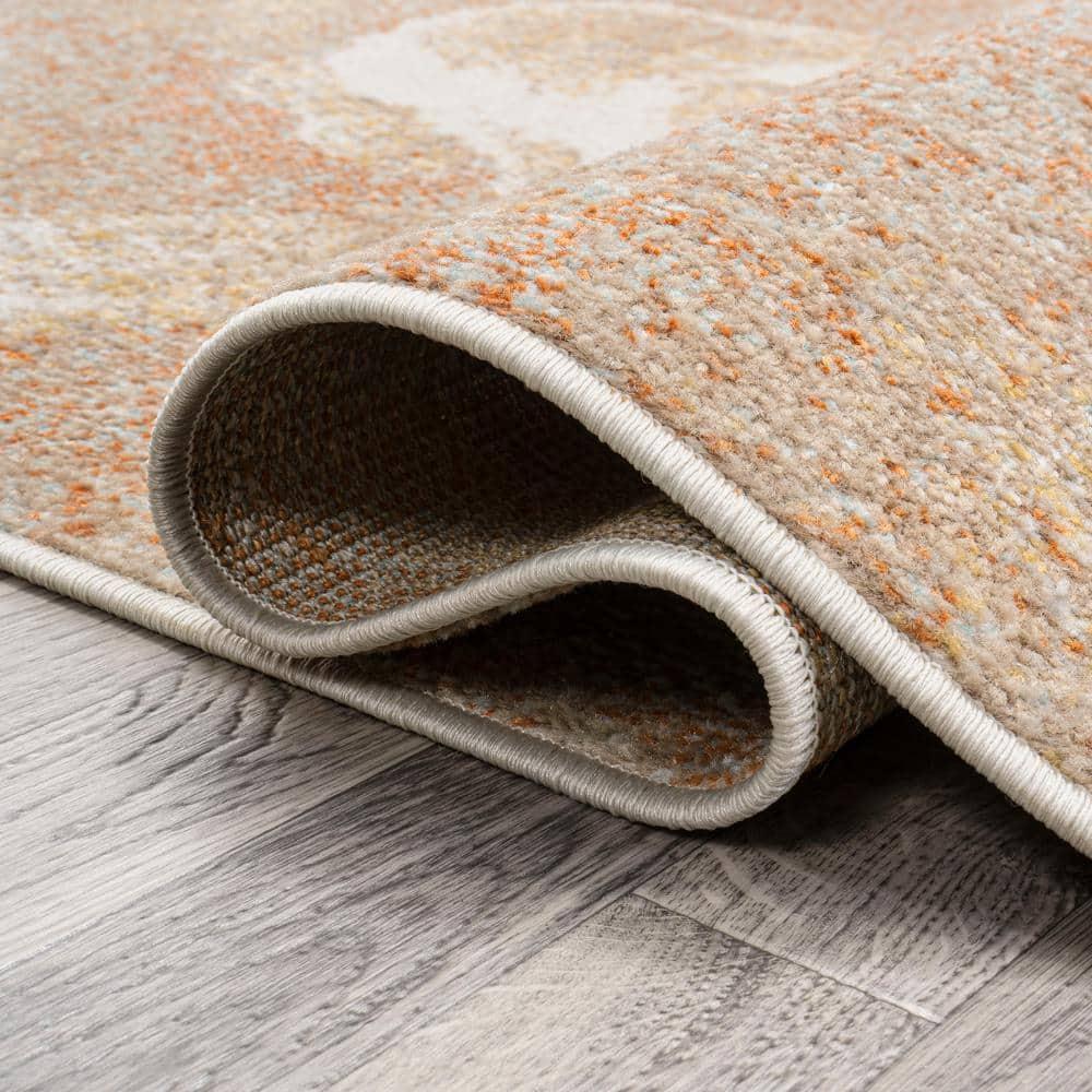 3' x 5' Petalo Abstract Two-Tone Modern Area Rug, Orange/Beige/Cream - JONATHAN Y