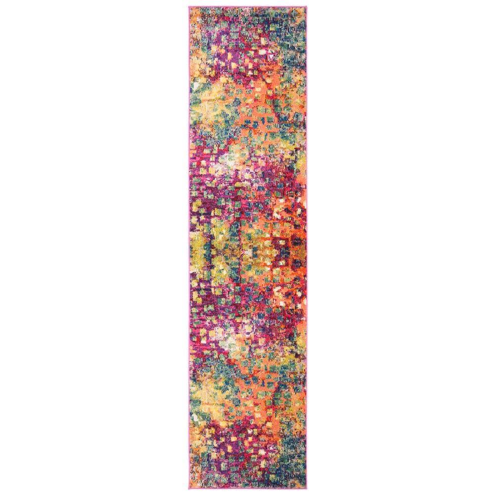 Madison MAD425 Power Loomed Indoor Runner Rug - Fuchsia/Gold - 2'2"x18' - Safavieh