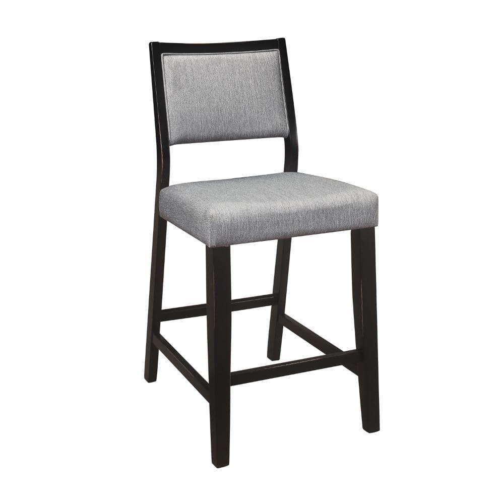 23 in. Tim Counter Height Chair with Polyester Upholstery - Wood - Gray & Black