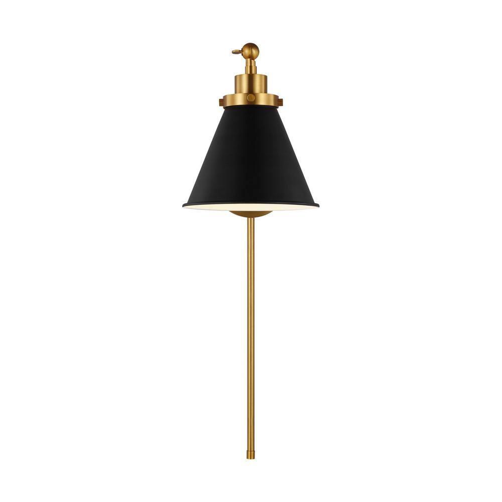 Midnight Elegance Dimmable Black and Brass Swing Arm Sconce