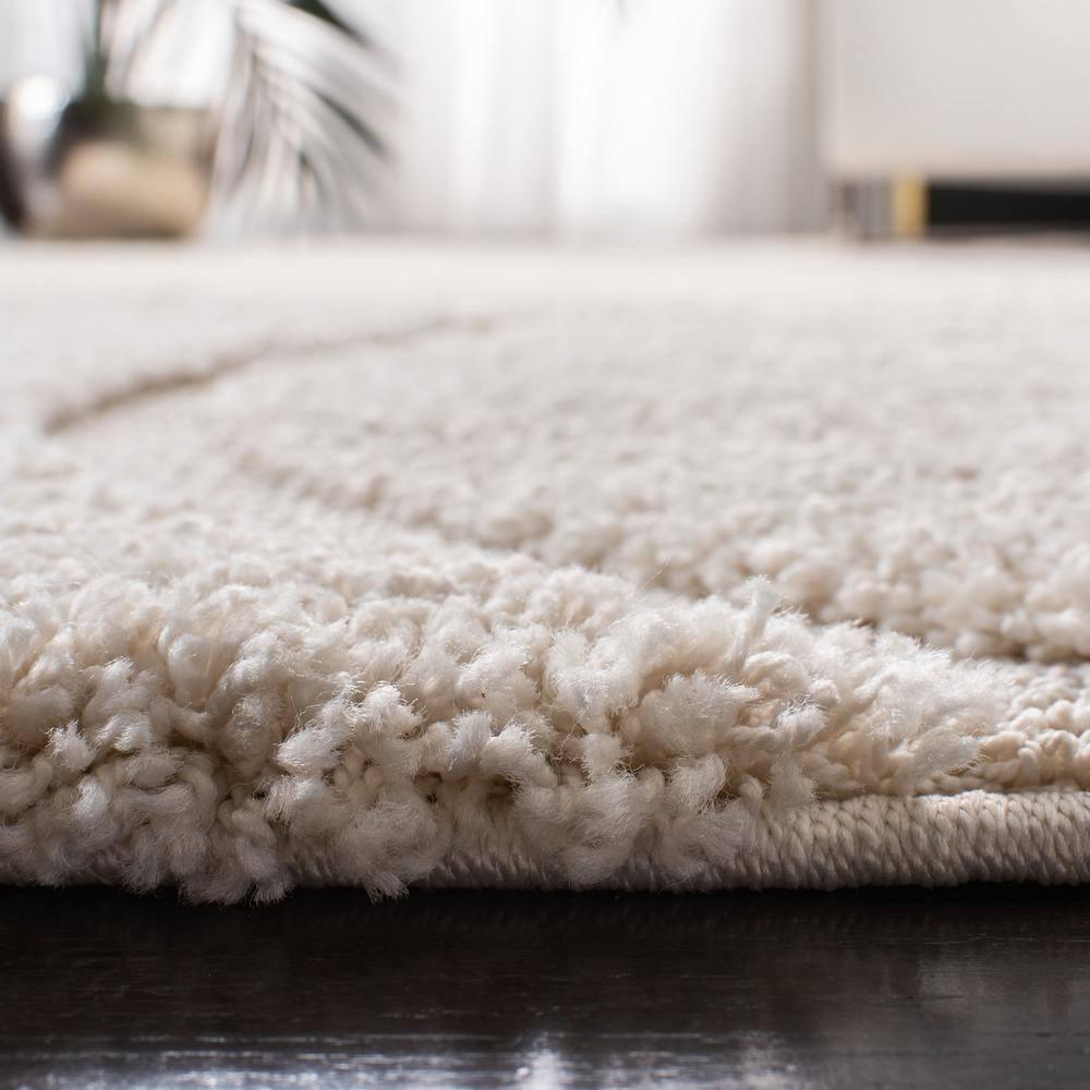 Florida Shag SG471 Power Loomed Indoor Runner Rug - Creme/Creme - 2'3"x9' - Safavieh