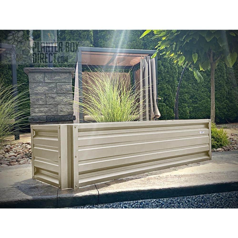 2 x 6 Rectangular Metal Planter Box Durable Raised Garden Bed in Galvalume Steel 24 x 72" With 18" Inch High Walls (Light Stone)