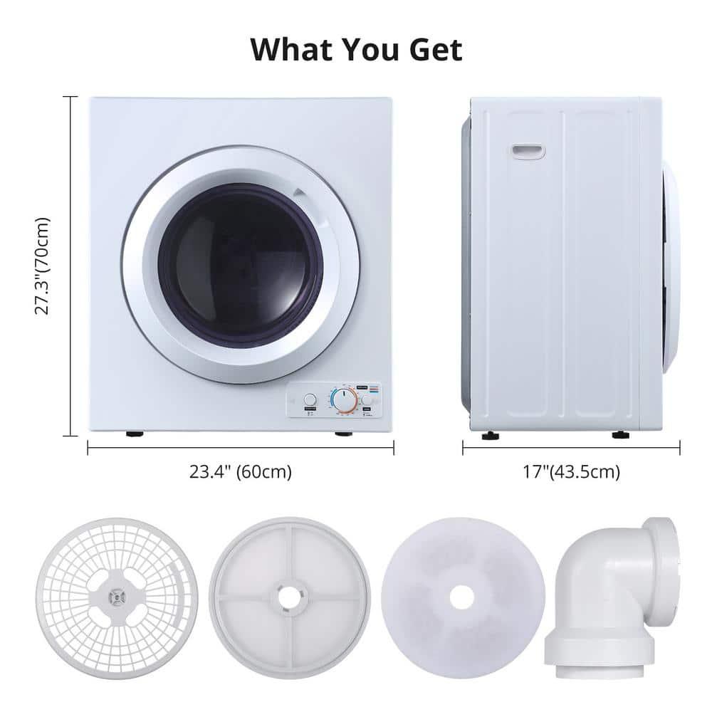 2.7 cu.ft Compact Clothes Dryer, 2 Temperatures, Dries Up to 14.4 lbs of Clothes, 1400W Small Dryer Machine with Stainless Steel Tub, Suitable for Home, Dorm, RVs