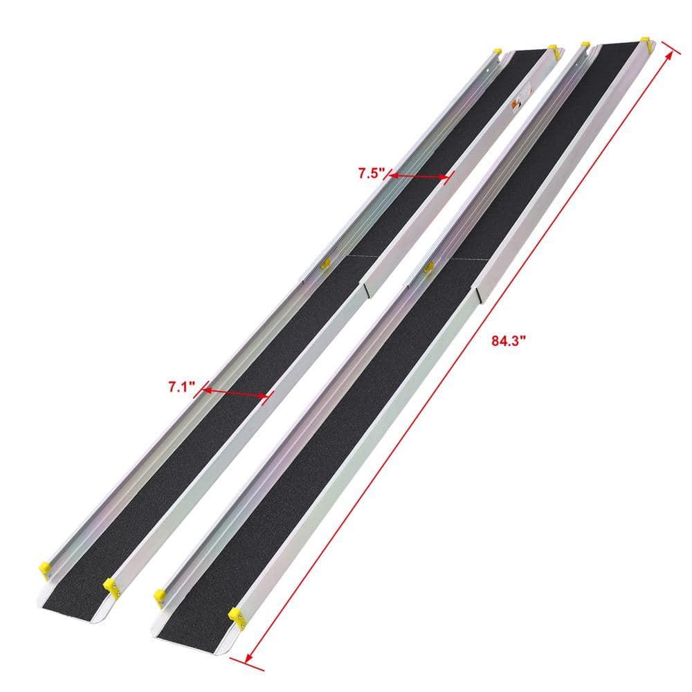 Adjustable Telescoping Wheelchair Ramps 48"-84" Extension Non-Skid Surface Safe & Convenient Access Solution for Vans, Curbs & Steps