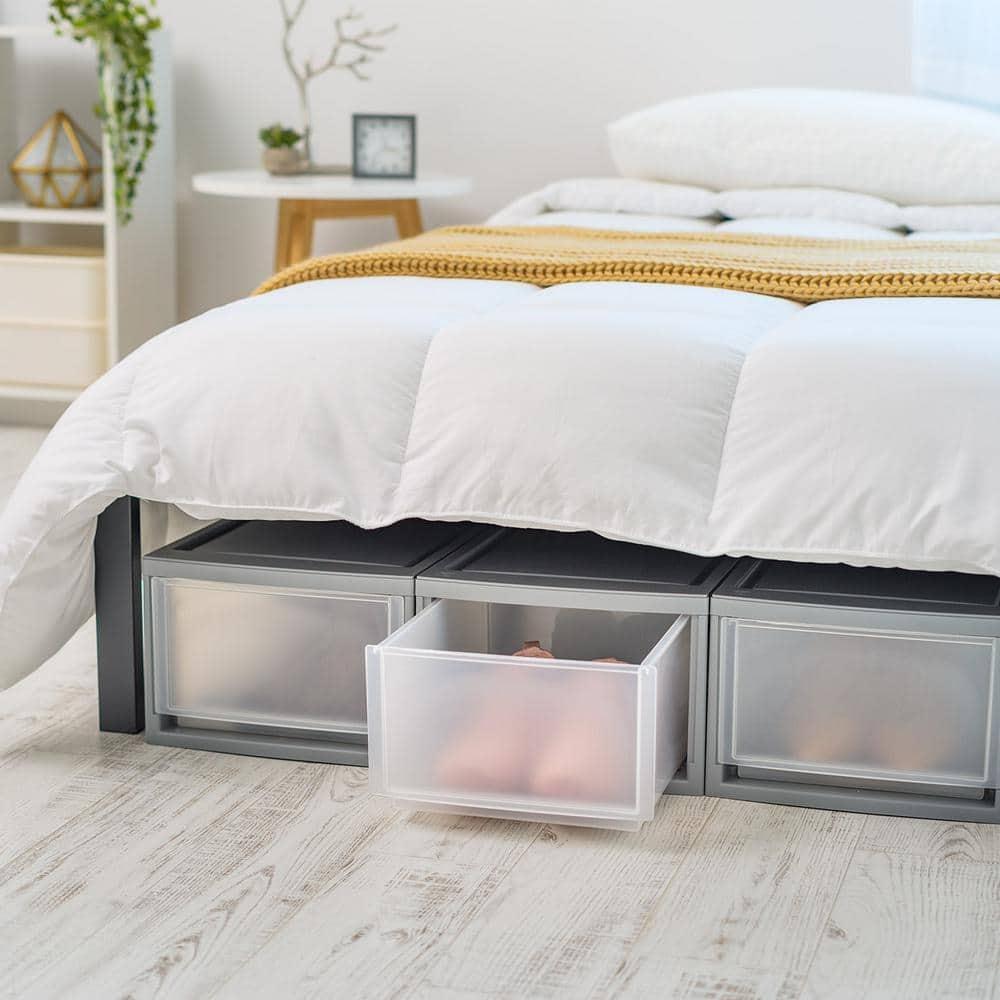 IRIS 14.5qt 4pk Compact Stacking Storage Plastic Drawer Organizer with Clear Doors: Stackable Utility Storage Drawers
