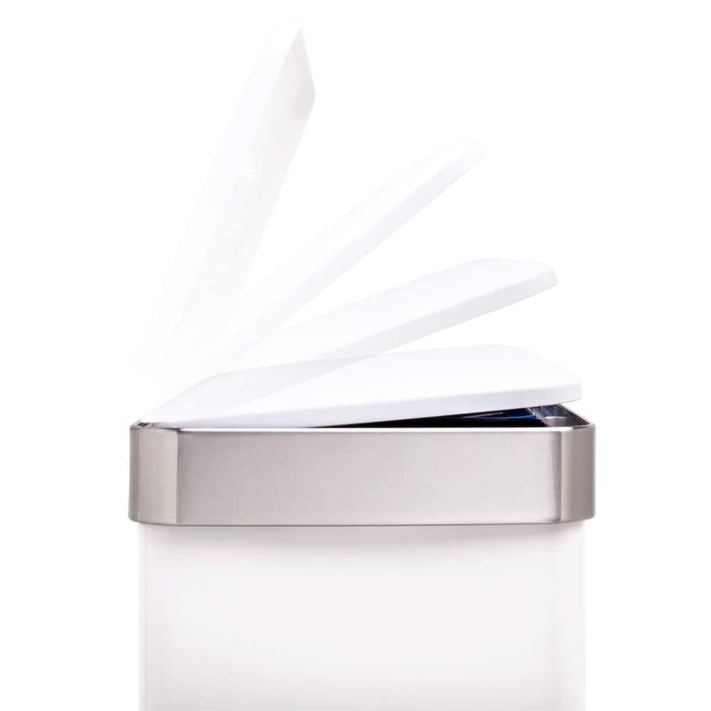 60L White Stainless Steel Commercial Step Trash Can with Dual Compartments