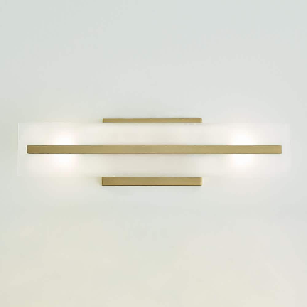 Dex Satin Brass Energy Star 2-Light Vanity with Etched Glass