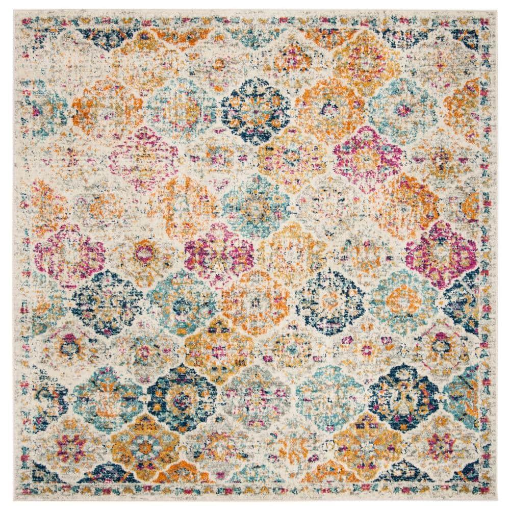 Madison MAD611 Power Loomed Indoor Accent Rug - Cream/Multi - 3'x3' - Safavieh