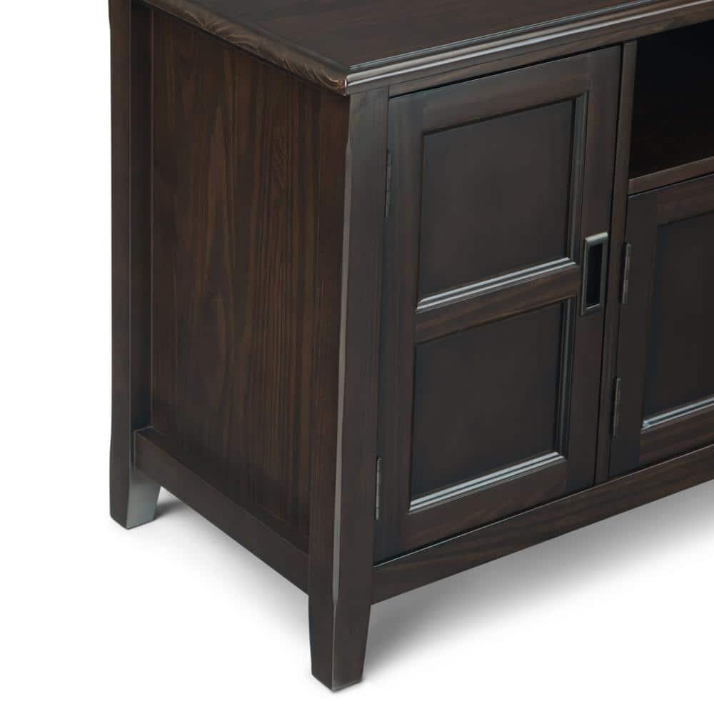 Simpli Home Burlington 72"W Solid Wood TV Stand for TVs up to 80" with 4 Cabinets